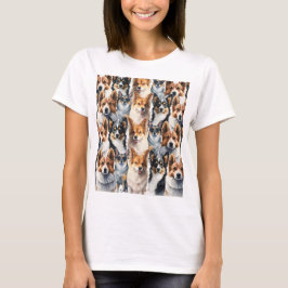 Söt akvarell Corgi Hund Mönster T Shirt