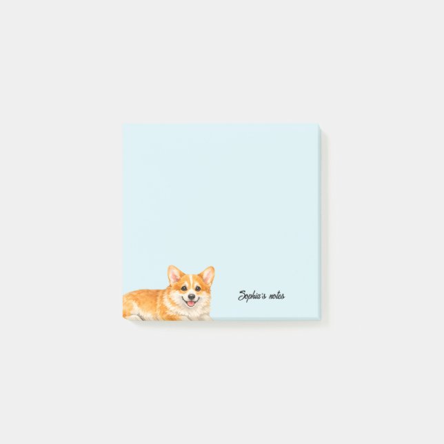 Söt akvarell Corgi Trendig Anpassad Post-it Block (Framsida)
