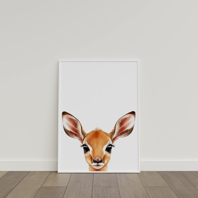 Söt akvarell dekoration för babysalong med antilop poster (Cute Watercolor Baby Antelope Nursery Decor)
