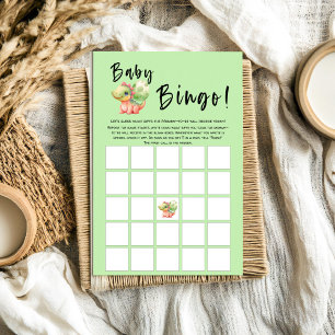 Söt akvarell dinosaurie baby shower bingo spel