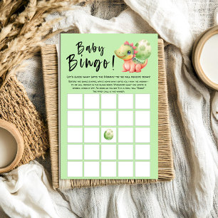 Söt akvarell dinosaurie baby shower Bingo spel