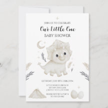 Söt akvarell-dinosaurie-baby shower-inbjudan