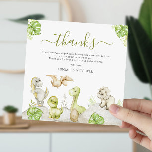 Söt akvarell dinosaurie baby shower tack kort