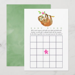 Söt akvarell dovendyrs-tema baby shower bingo inbjudningar