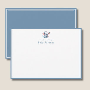 Söt akvarell Elefant Baby Nursery Ny Bebis  Anteckningskort