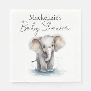 Söt akvarell Elefant Baby Shower Pappersservett