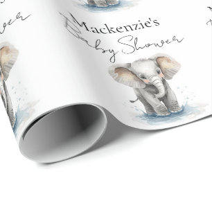 Söt akvarell Elefant Baby Shower Presentpapper