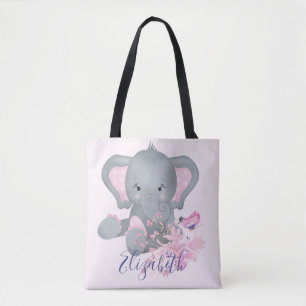 Söt akvarell Elefant bebis Tygkasse