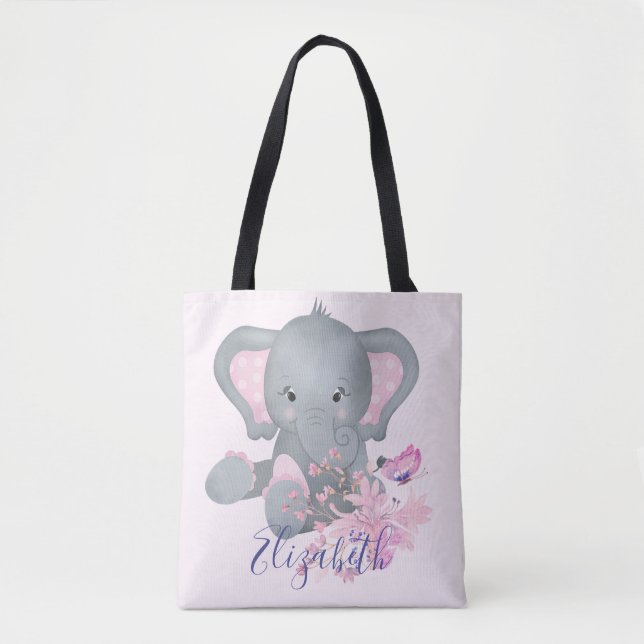 Söt akvarell Elefant bebis  Tygkasse (Framsida)