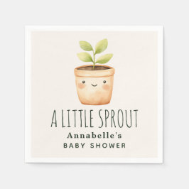 Söt akvarell En liten grodd Baby shower Pappersservett