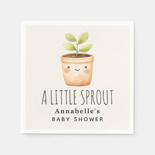 Söt akvarell En liten grodd Baby shower Pappersservett (Framsidan)