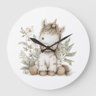 Söt akvarell Enhörning saga bok illustration Stor Klocka