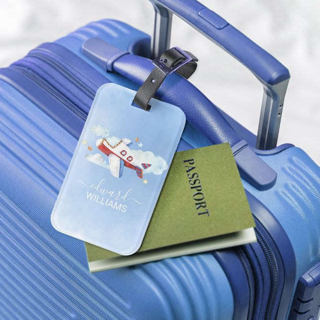 Söt akvarell flygplan bagagebricka (Skapare uppladdad)