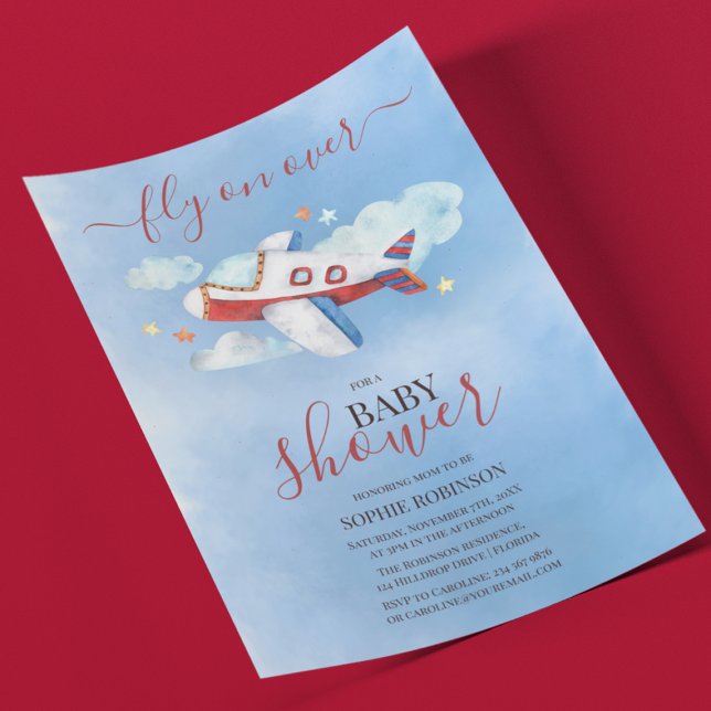 Söt akvarell flygplans baby shower inbjudningar (Skapare uppladdad)