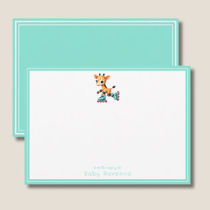 Söt akvarell-giraff-baby shower-kort anteckningskort