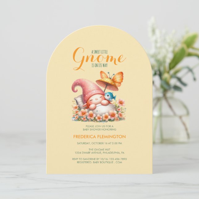 Söt akvarell-gnom-babyshower inbjudningar (Stående Fram)