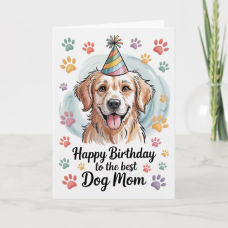 Söt akvarell Golden Retriever Hundmamma Födelsedag Kort