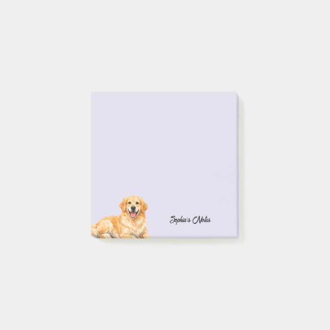 Söt akvarell Golden Retriever Trendig Anpassad Post-it Block (Framsida)