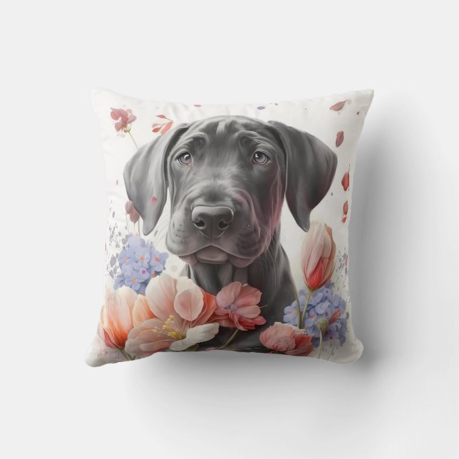 Söt akvarell Grand Danois hund Kudde (Baksida)