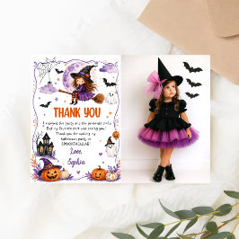 Söt akvarell Halloween födelsedag Tack Kort