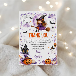 Söt akvarell Halloween födelsedag Tack Kort