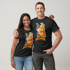 Söt akvarell höstgnom med staplade pumpor t shirt