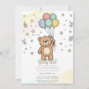 Söt akvarell-illustration av teddybjörn för baby s inbjudningar