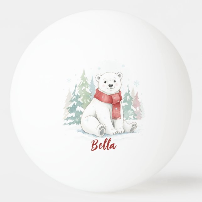 Söt akvarell Isbjörn Pingisboll (Framsidan)