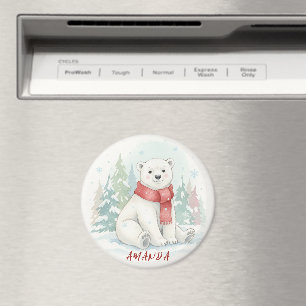 Söt akvarell Isbjörn Vinter Magnet