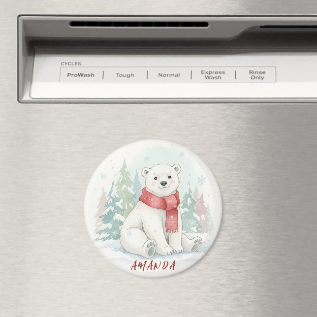 Söt akvarell Isbjörn Vinter  Magnet (In Situ (Dishwasher))