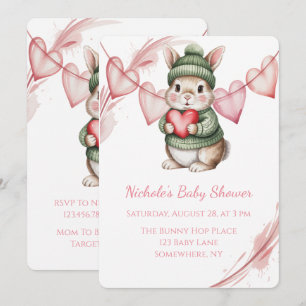 Söt akvarell kanin baby shower  inbjudningar