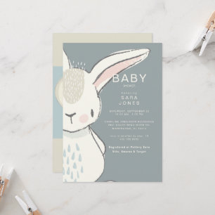 Söt akvarell kanin baby shower inbjudningar
