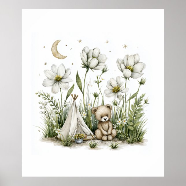 Söt akvarell kanin med måne och stjärnor poster (Framsidan)