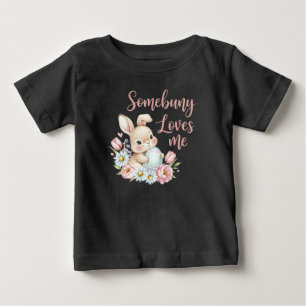 Söt akvarell kanin påskägg och blommor t shirt