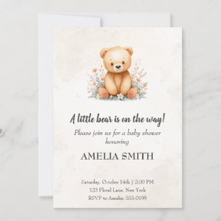 Söt akvarell kanin skogs djur baby shower inbjudningar