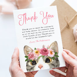 Söt akvarell katt flicka baby shower tack kort