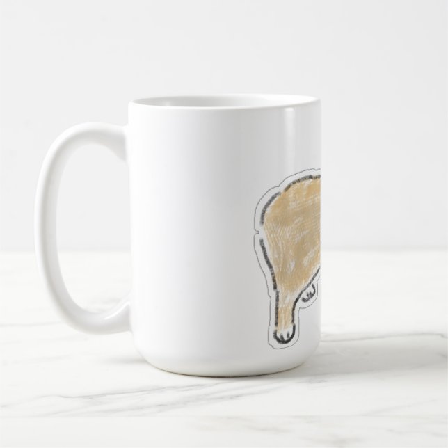 Söt akvarell kattillustration kaffemugg (Vänster)