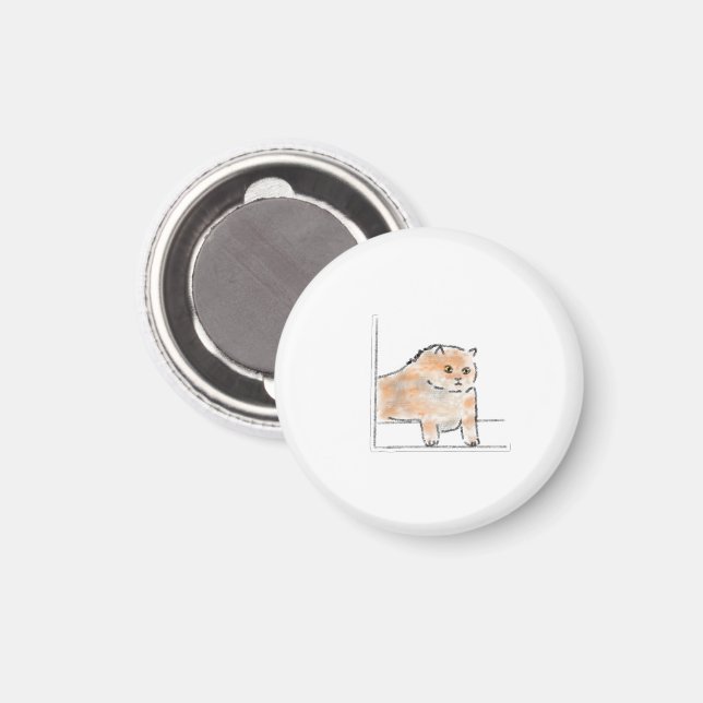 Söt akvarell kattillustration magnet (Front/Back)