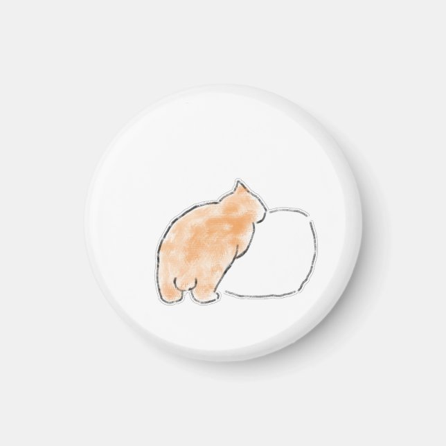 Söt akvarell kattillustration magnet (Framsidan)