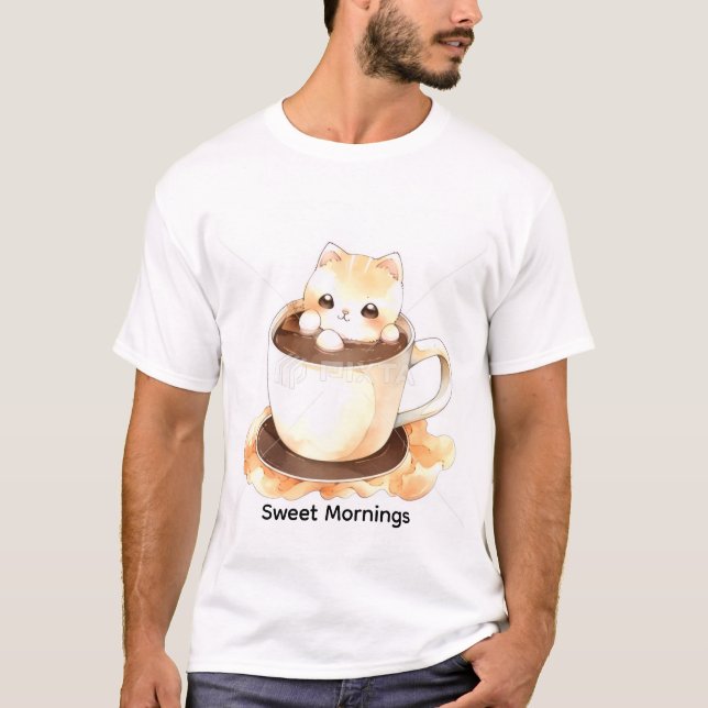 Söt akvarell-kattslinga i tekopp Grafisk t-shirt (Framsida)