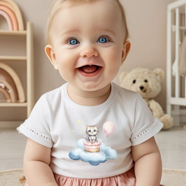 Söt akvarell Kattunge Födelsedagsbaby T-Shirt