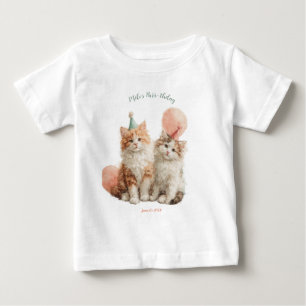 Söt akvarell kattunge födelsedagsfest katt t shirt