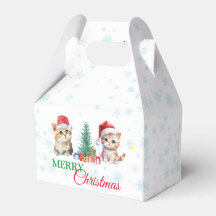 Söt akvarell kattunge katt tomte julfest C