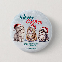 Söt akvarell kattunge tomte God Jul Knapp