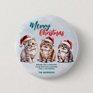 Söt akvarell kattunge tomte God Jul Knapp