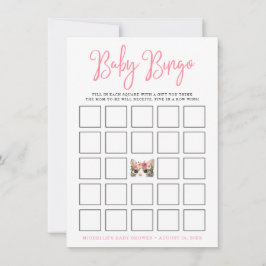 Söt akvarell Kitty Baby Shower Bingo-kort