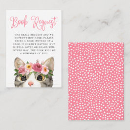 Söt akvarell Kitty Baby Shower Bokförfrågan Tilläggskort