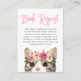 Söt akvarell Kitty Baby Shower Bokförfrågan Tilläggskort