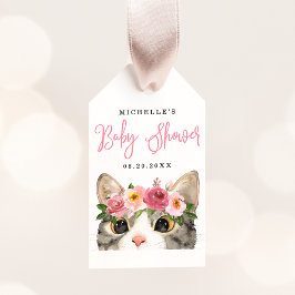 Söt akvarell Kitty Flicka Bebis Badrum Presentetikett