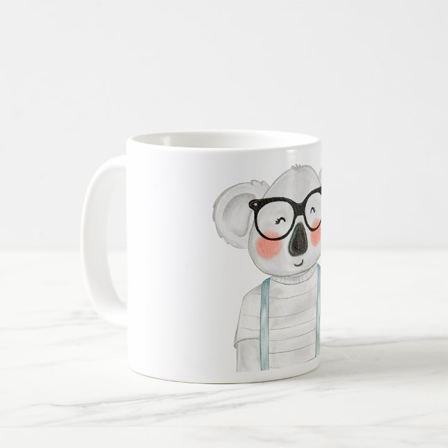 Söt akvarell koala med glasögon kaffemugg (Skapare uppladdad)